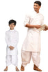 VASTRAMAY White Cotton Baap Beta Kurta Dhoti Set